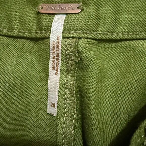 Free people green wide leg cropped high waisted pants size 26 - Picture 5 of 5